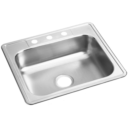 Dayton 22" x 25" x 6.56" Stainless Steel Single-Basin Drop-In Kitchen Sink - 3 Faucet Holes