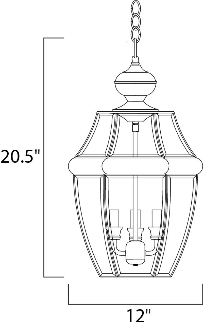 South Park 20.5' 3 light Outdoor Hanging Lantern in Black