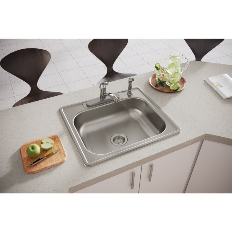 Dayton 22' x 25' x 6.56' Stainless Steel Single-Basin Drop-In Kitchen Sink