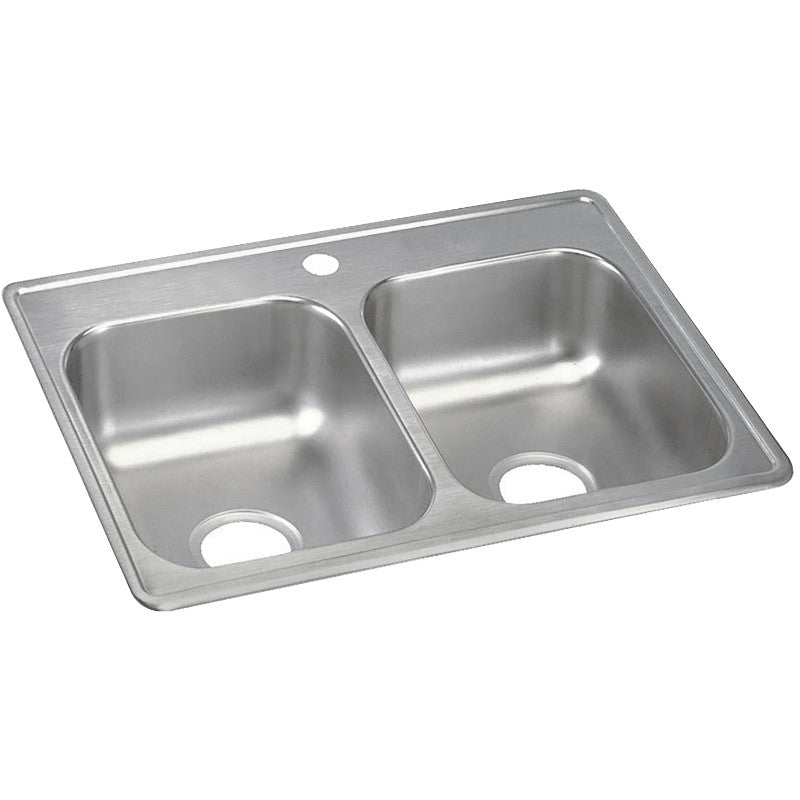 Dayton 19' x 25' x 6.31' Stainless Steel Double-Basin Drop-In Kitchen Sink - 1 Faucet Hole