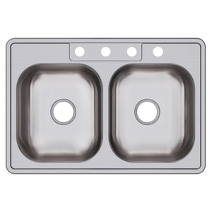 Dayton 22' x 33' x 6.56' Stainless Steel Double-Basin Drop-In Kitchen Sink