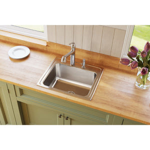 Lustertone Classic 19.5' x 22' x 10.13' Stainless Steel Single-Basin Drop-In Kitchen Sink - 1 Faucet Hole
