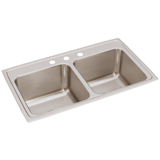 Lustertone Classic 19.5" x 33" x 10.13" Stainless Steel Double-Basin Drop-In Kitchen Sink