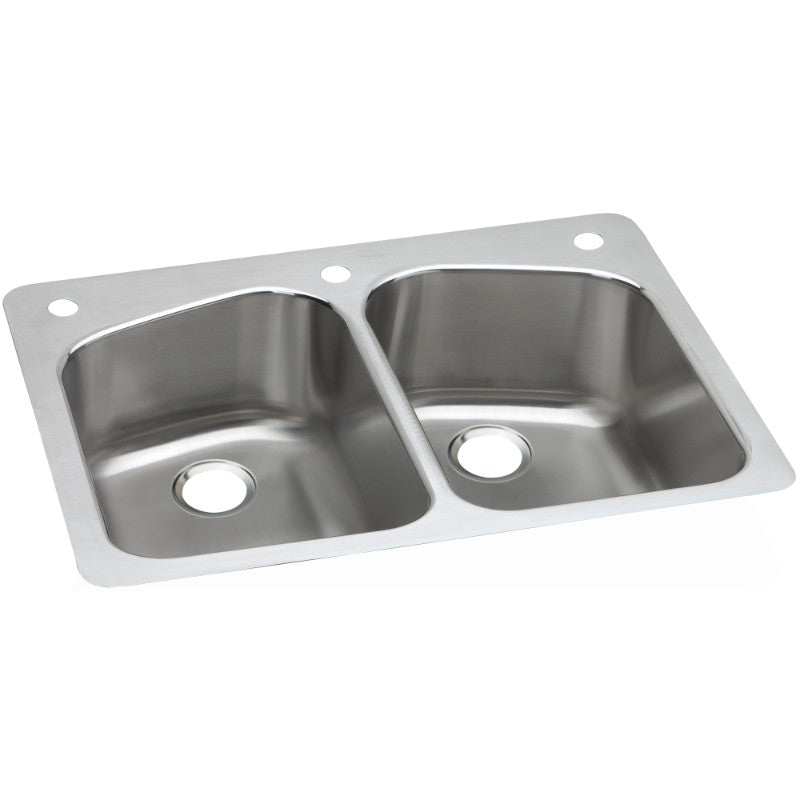 Dayton 22' x 33' x 8' Stainless Steel Double-Basin Dual-Mount Kitchen Sink