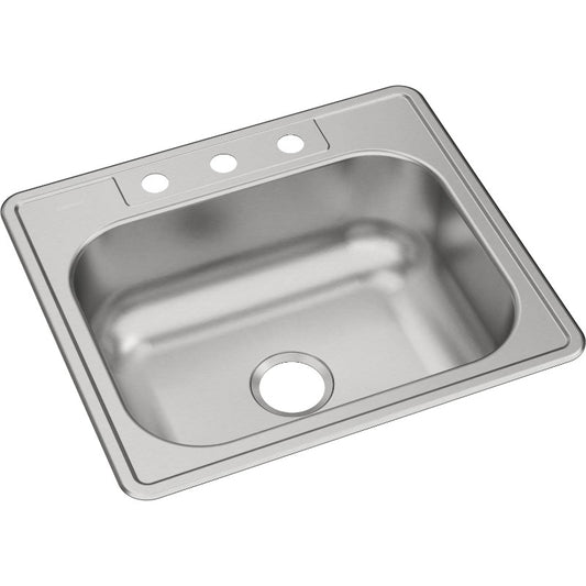 Dayton 22" x 25" x 8.06" Stainless Steel Single-Basin Drop-In Kitchen Sink - 3 Faucet Holes