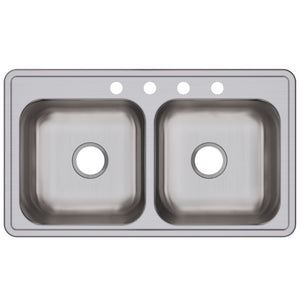 Dayton 19' x 33' x 8' Stainless Steel Double-Basin Drop-In Kitchen Sink