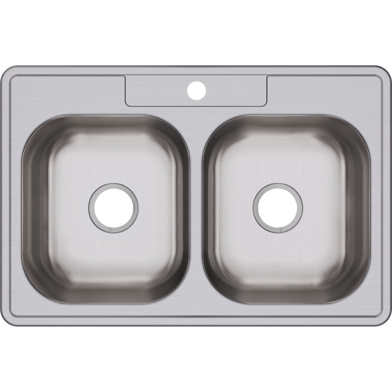 Dayton 22' x 33' x 8.06' Stainless Steel Double-Basin Drop-In Kitchen Sink - 1 Faucet Hole
