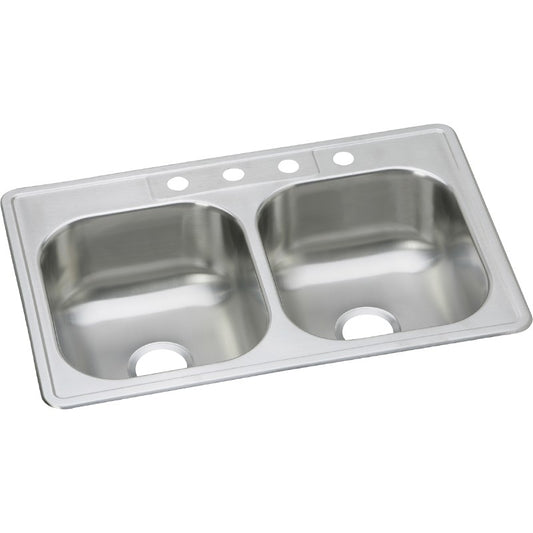 Dayton 22" x 33" x 8.06" Stainless Steel Double-Basin Drop-In Kitchen Sink