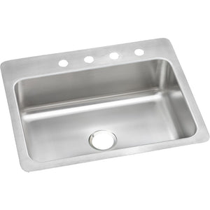 Dayton 22' x 27' x 8' Stainless Steel Single-Basin Dual-Mount Kitchen Sink - 4 Faucet Holes
