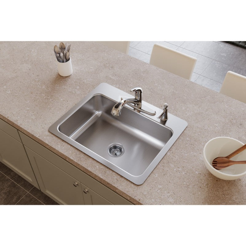 Dayton 22' x 27' x 8' Stainless Steel Single-Basin Dual-Mount Kitchen Sink - MR2 Faucet Holes