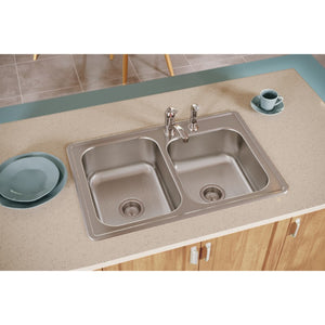 Dayton 22' x 33' x 8.19' Stainless Steel Double-Basin Drop-In Kitchen Sink - 2 Faucet Holes