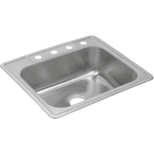 Dayton 22' x 25' x 8.19' Stainless Steel Single-Basin Drop-In Kitchen Sink - 1 Faucet Hole