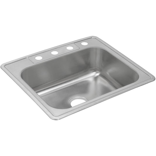 Dayton 22" x 25" x 8.19" Stainless Steel Single-Basin Drop-In Kitchen Sink - 1 Faucet Hole