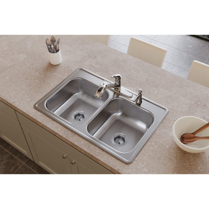 Dayton 22' x 33' x 8.19' Stainless Steel Double-Basin Drop-In Kitchen Sink