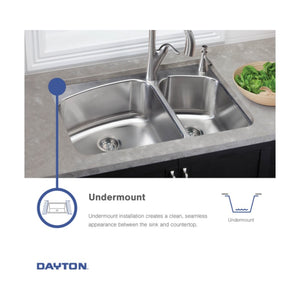 Dayton 20.5' x 16' x 8' Stainless Steel Single-Basin Undermount Bar Sink