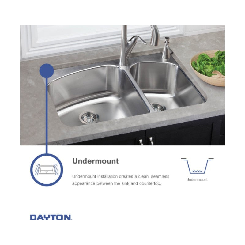 Dayton 18.25' x 16.5' x 8' Stainless Steel Single-Basin Undermount Bar Sink