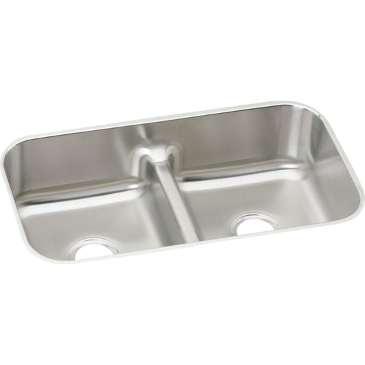 Lustertone Classic 18.13" x 32.5" x 8" Stainless Steel Double-Basin Undermount Kitchen Sink