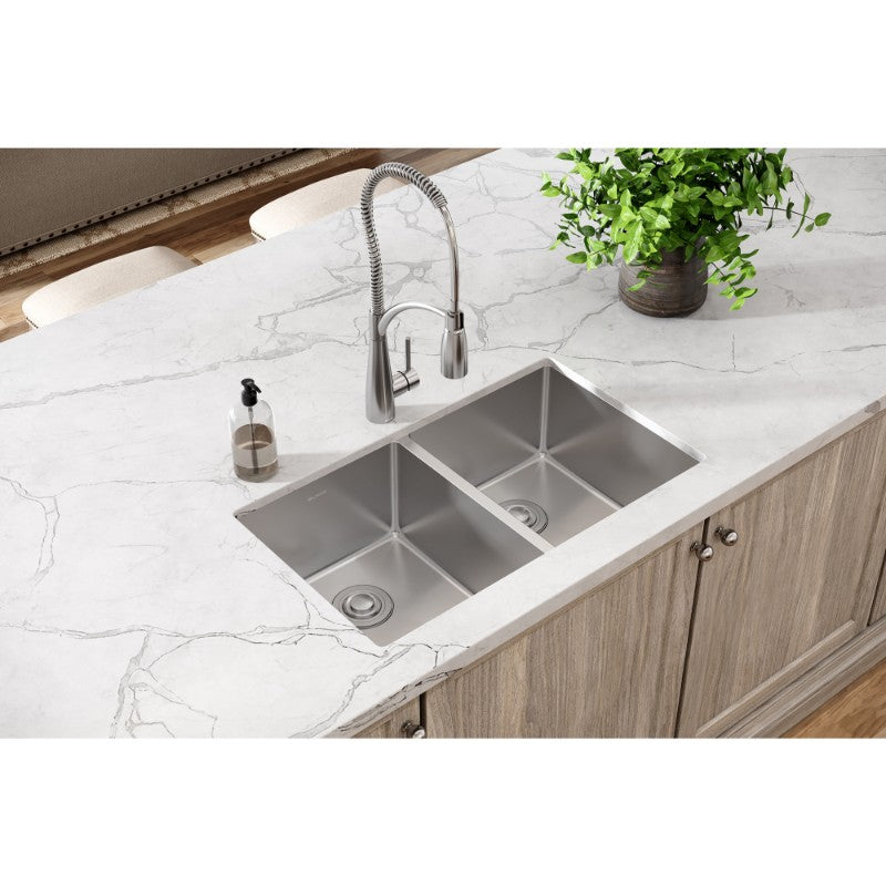 Crosstown 18.5' x 31.5' x 9' Stainless Steel Double-Basin Undermount Kitchen Sink