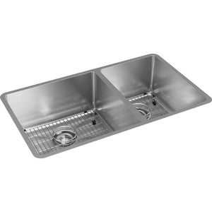Crosstown 18.5' x 31.5' x 9' Stainless Steel 60/40 Double-Basin Undermount Kitchen Sink Kit