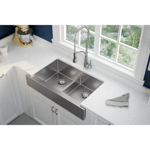 Crosstown 20.25' x 35.88' x 9' Stainless Steel Double-Basin Farmhouse Kitchen Sink