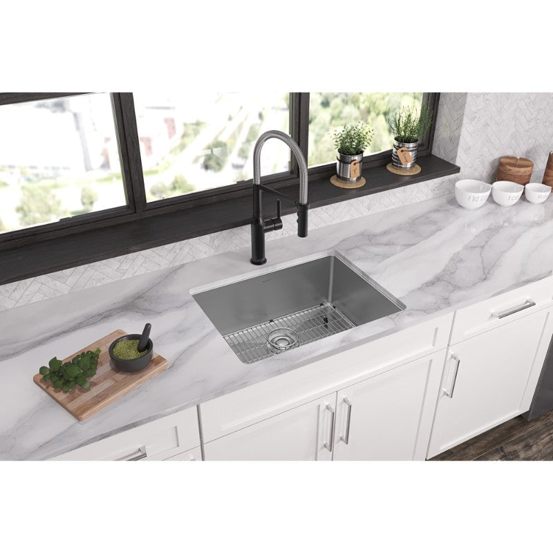 Crosstown 22' x 25' x 9' Stainless Steel Single-Basin Dual-Mount Kitchen Sink - 1 Faucet Hole