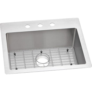 Crosstown 22' x 25' x 9' Stainless Steel Single-Basin Dual-Mount Kitchen Sink - 3 Faucet Holes