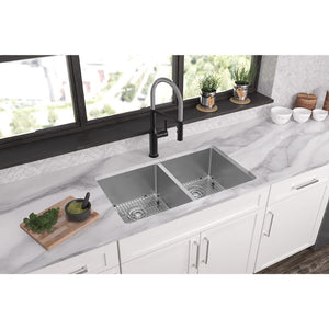 Crosstown 22' x 33' x 9' Stainless Steel Double-Basin Dual-Mount Kitchen Sink - 1 Faucet Hole