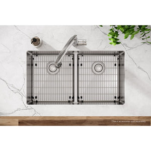 Crosstown 22' x 33' x 9' Stainless Steel Double-Basin Dual-Mount Kitchen Sink - 1 Hole Low Divide