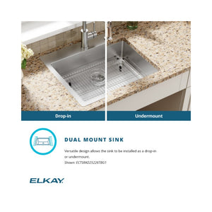 Crosstown 22' x 22.5' x 6' Stainless Steel Single-Basin Dual-Mount Kitchen Sink - 1 Faucet Hole