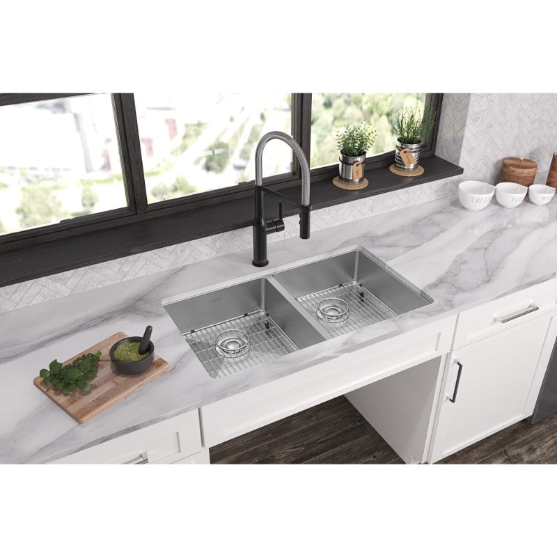 Crosstown 22' x 33' x 6' Stainless Steel Double-Basin Dual-Mount Kitchen Sink - 1 Faucet Hole