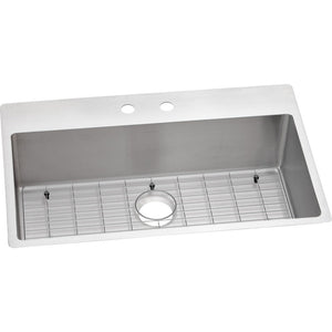 Crosstown 22' x 33' x 9' Stainless Steel Single-Basin Dual-Mount Kitchen Sink - 2 Faucet Holes
