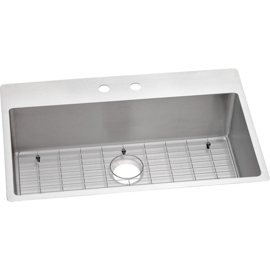 Crosstown 22" x 33" x 9" Stainless Steel Single-Basin Dual-Mount Kitchen Sink - 2 Faucet Holes