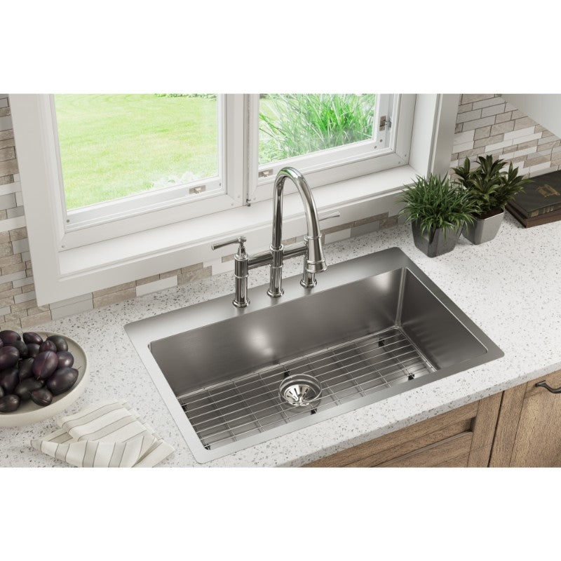 Crosstown 22' x 33' x 9' Stainless Steel Single-Basin Dual-Mount Kitchen Sink - 4 Faucet Holes