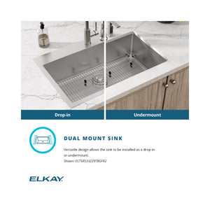Crosstown 22' x 33' x 9' Stainless Steel Single-Basin Dual-Mount Kitchen Sink - FR2 Faucet Holes
