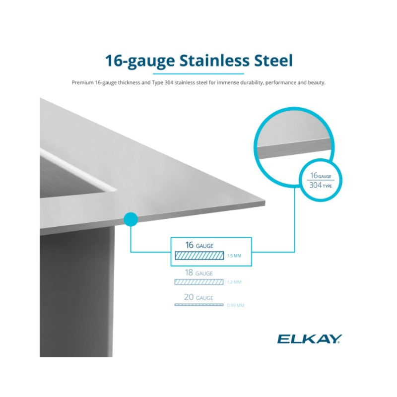 Crosstown 18.25' x 23.5' x 10' Stainless Steel Single-Basin Undermount Kitchen Sink - Tight Corners