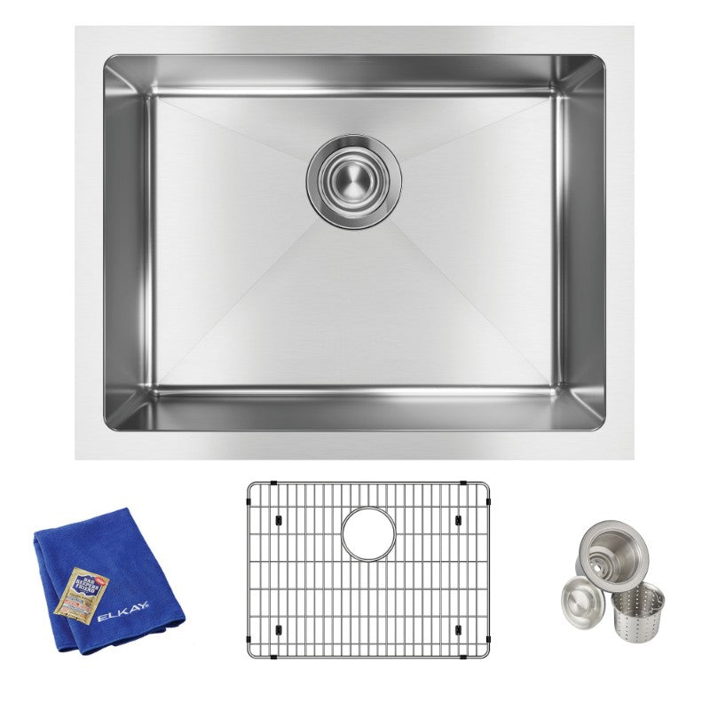 Crosstown 18.25' x 23.5' x 8' Stainless Steel Single-Basin Undermount Kitchen Sink Kit