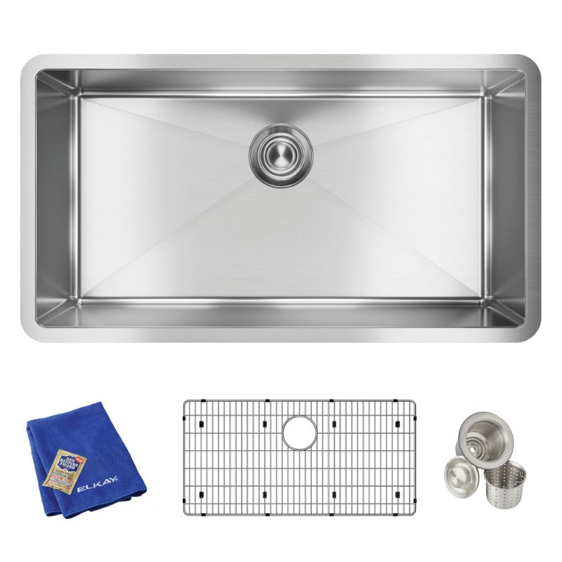 Crosstown 18' x 32.5' x 10' Stainless Steel Single-Basin Undermount Kitchen Sink Kit