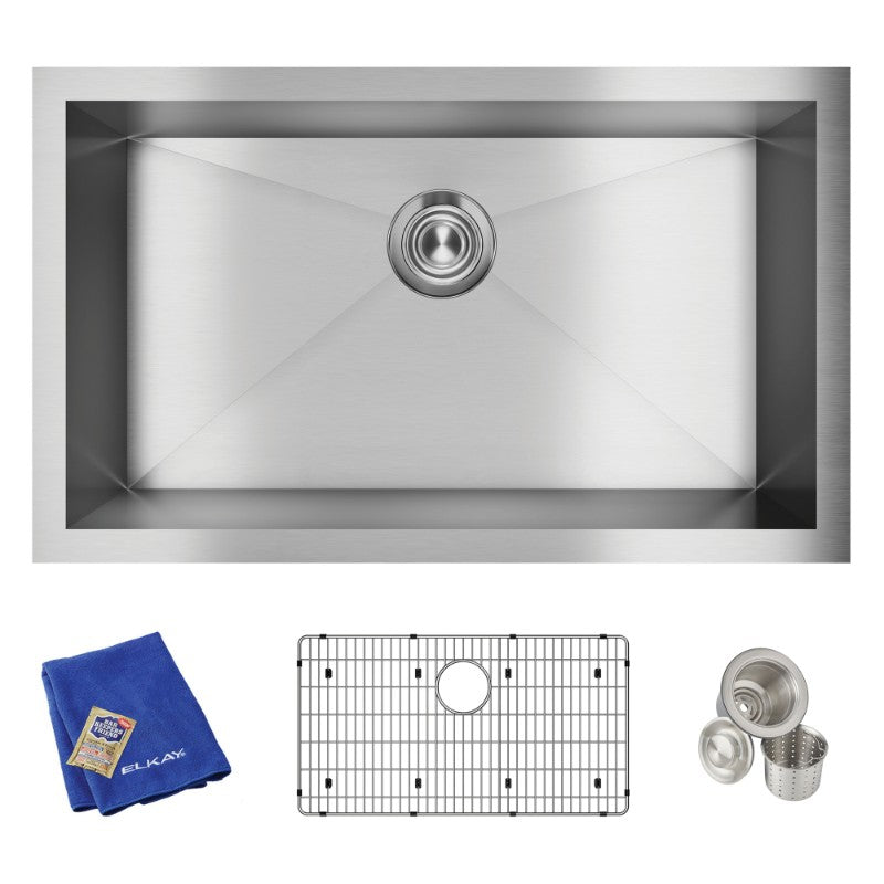 Crosstown 18.5' x 30.5' x 10' Stainless Steel Single-Basin Undermount Kitchen Sink Kit