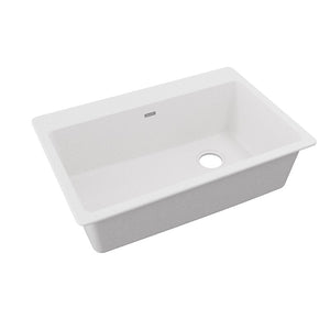Quartz Classic 22' x 33' x 9.5' Quartz Single-Basin Rectangle Drop-In Kitchen Sink in White