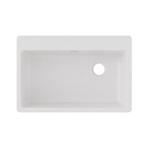 Quartz Classic 22' x 33' x 9.5' Quartz Single-Basin Rectangle Drop-In Kitchen Sink in White