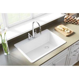 Quartz Classic 22' x 33' x 9.5' Quartz Single-Basin Rectangle Drop-In Kitchen Sink in White