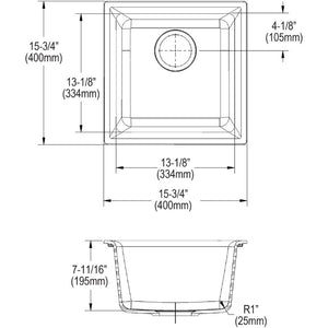 Quartz Classic 15.75' x 15.75' x 7.69' Quartz Single-Basin Dual-Mount Bar Sink in Dusk Gray