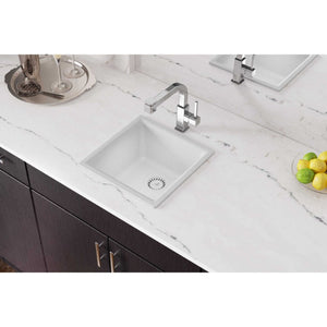 Quartz Classic 15.75' x 15.75' x 7.69' Quartz Single-Basin Dual-Mount Bar Sink in White