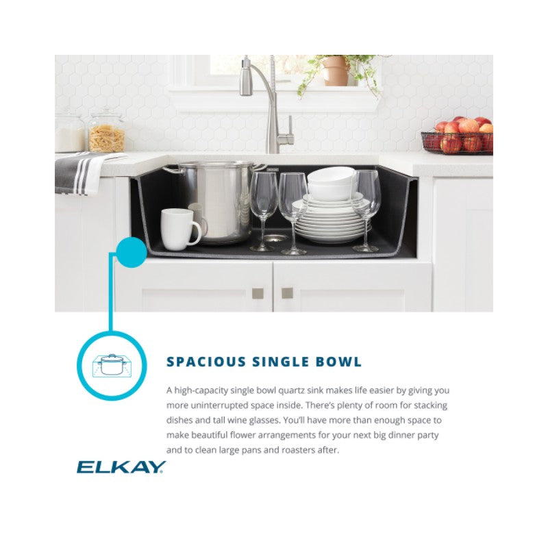 Quartz Classic 22' x 25' x 9.5' Quartz Single-Basin Drop-In Kitchen Sink in Black