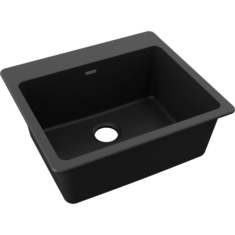 Quartz Classic 22' x 25' x 9.5' Quartz Single-Basin Drop-In Kitchen Sink in Black