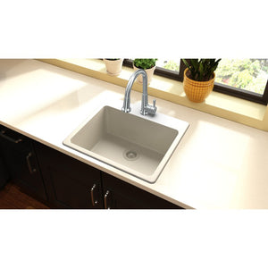 Quartz Classic 22' x 25' x 9.5' Quartz Single-Basin Drop-In Kitchen Sink in Bisque