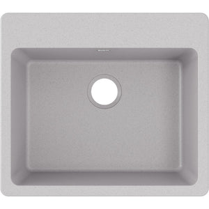 Quartz Classic 22' x 25' x 9.5' Quartz Single-Basin Drop-In Kitchen Sink in Greystone