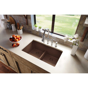Quartz Classic 19' x 33' x 10' Quartz Double-Basin Undermount Kitchen Sink in Mocha