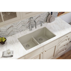 Quartz Classic 19' x 33' x 10' Quartz Double-Basin Undermount Kitchen Sink in Putty