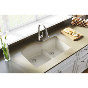 Quartz Classic 22' x 33' x 10' Quartz Double-Basin Undermount Kitchen Sink in Bisque
